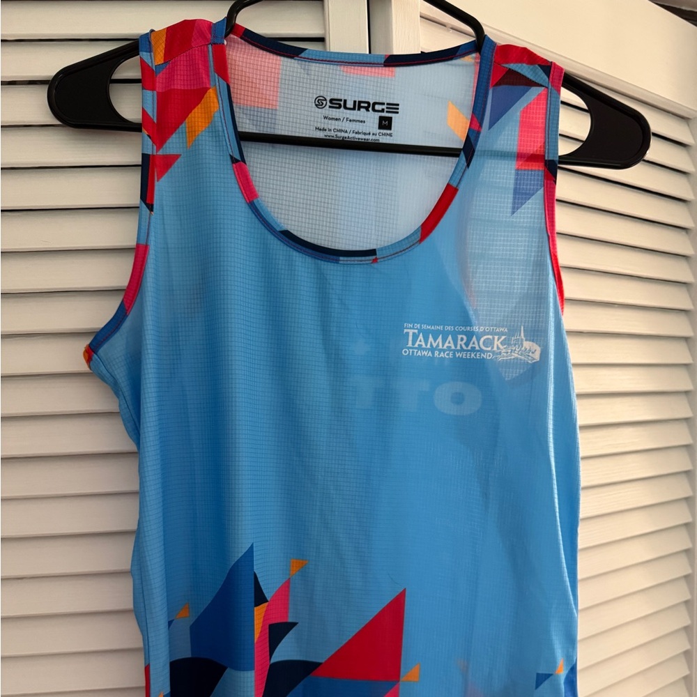 Blue and Red Geometric Tank Top